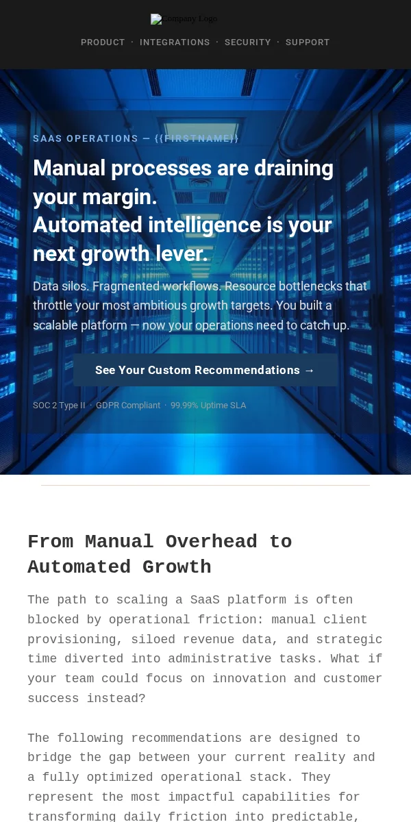 Product Recommendation Email Template for Saas Software