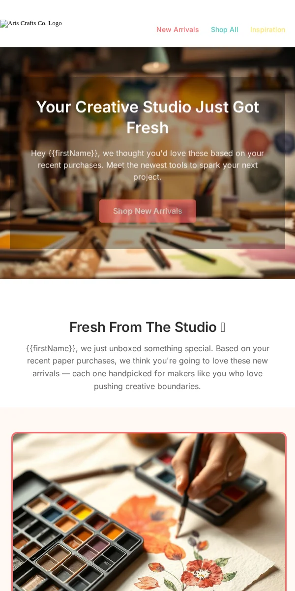 Product Update Email Template for Arts Crafts