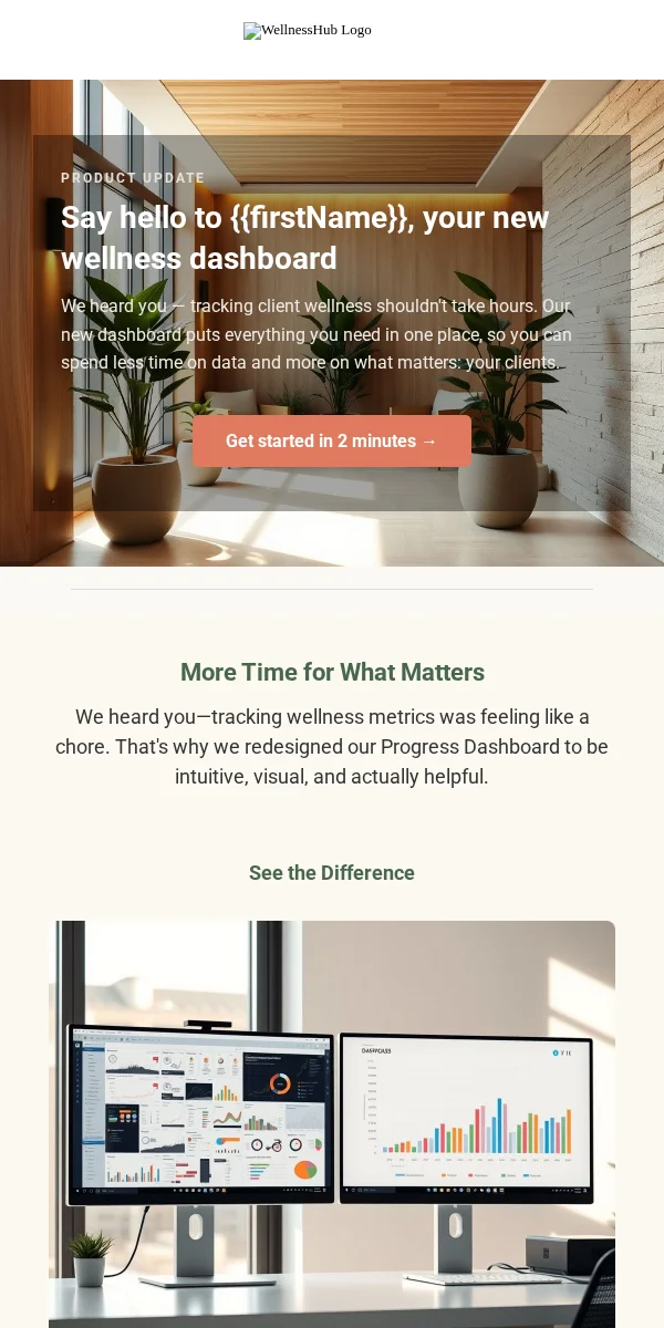 Product Update Email Template for Health Wellness