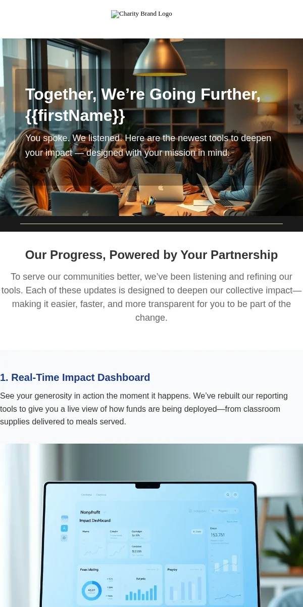 Product Update Email Template for Nonprofit Charity