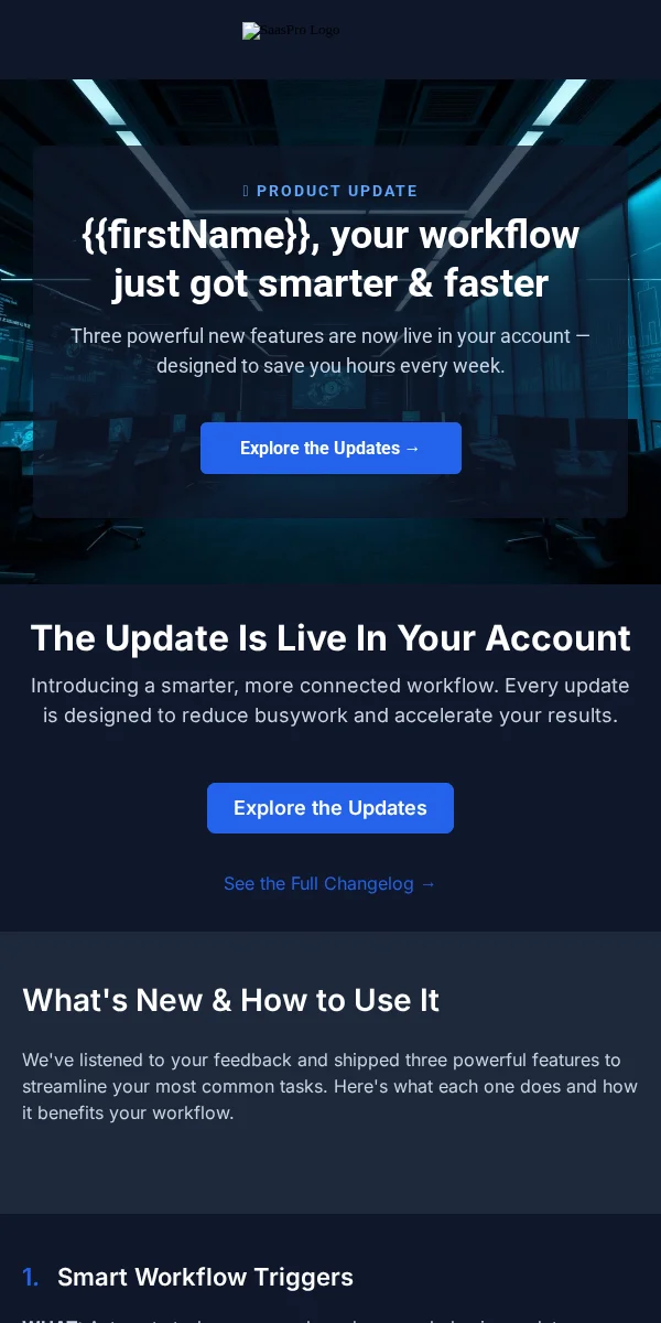 Product Update Email Template for Saas Software
