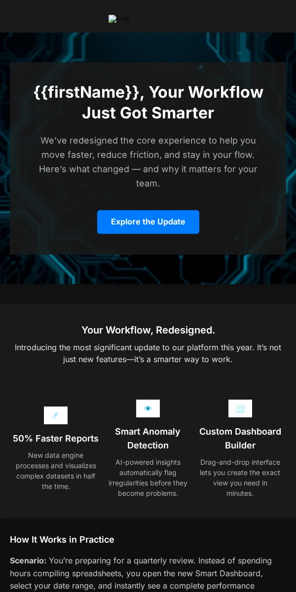 Product Update Email Template for Technology