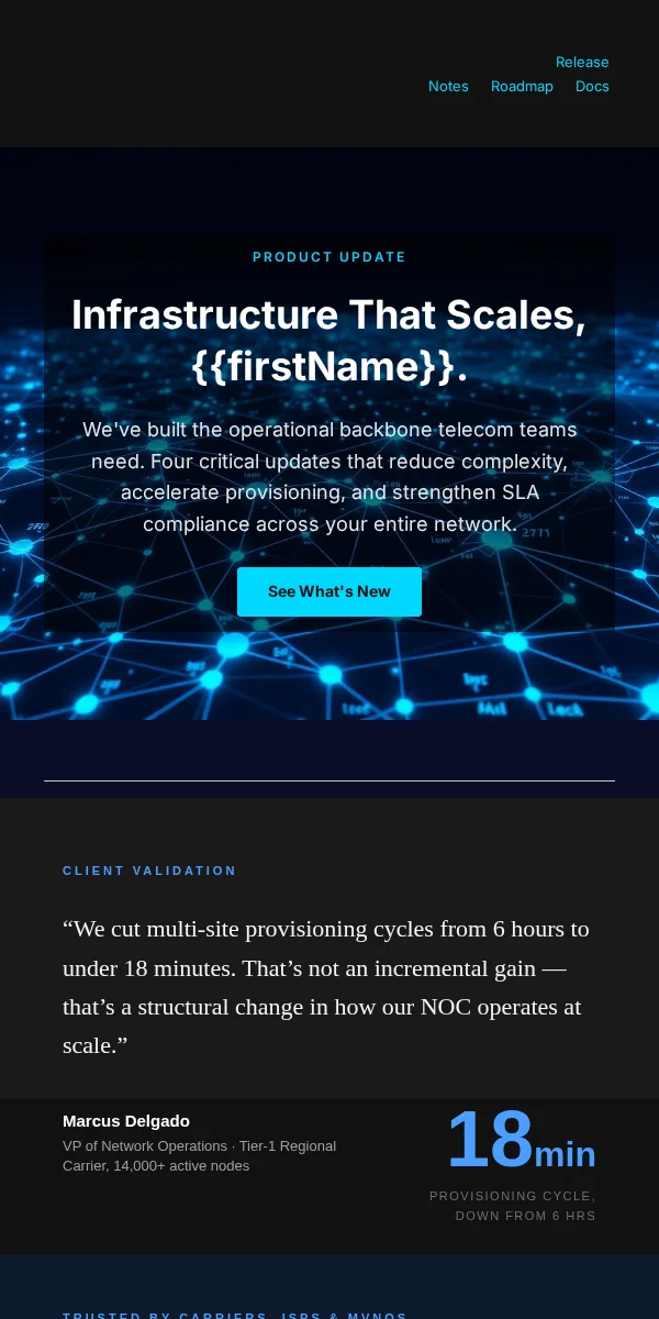 Product Update Email Template for Telecommunications