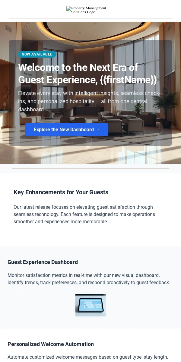 Product Update Email Template for Travel Hospitality