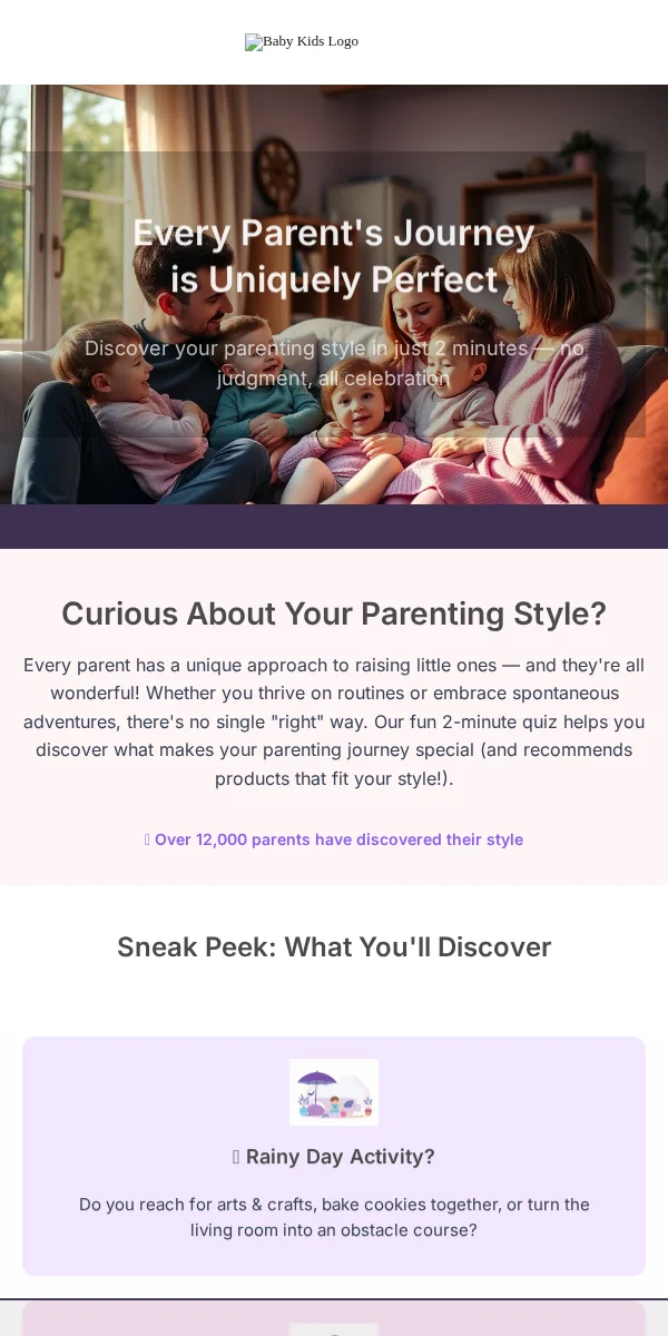 Quiz Email Template for Baby Kids