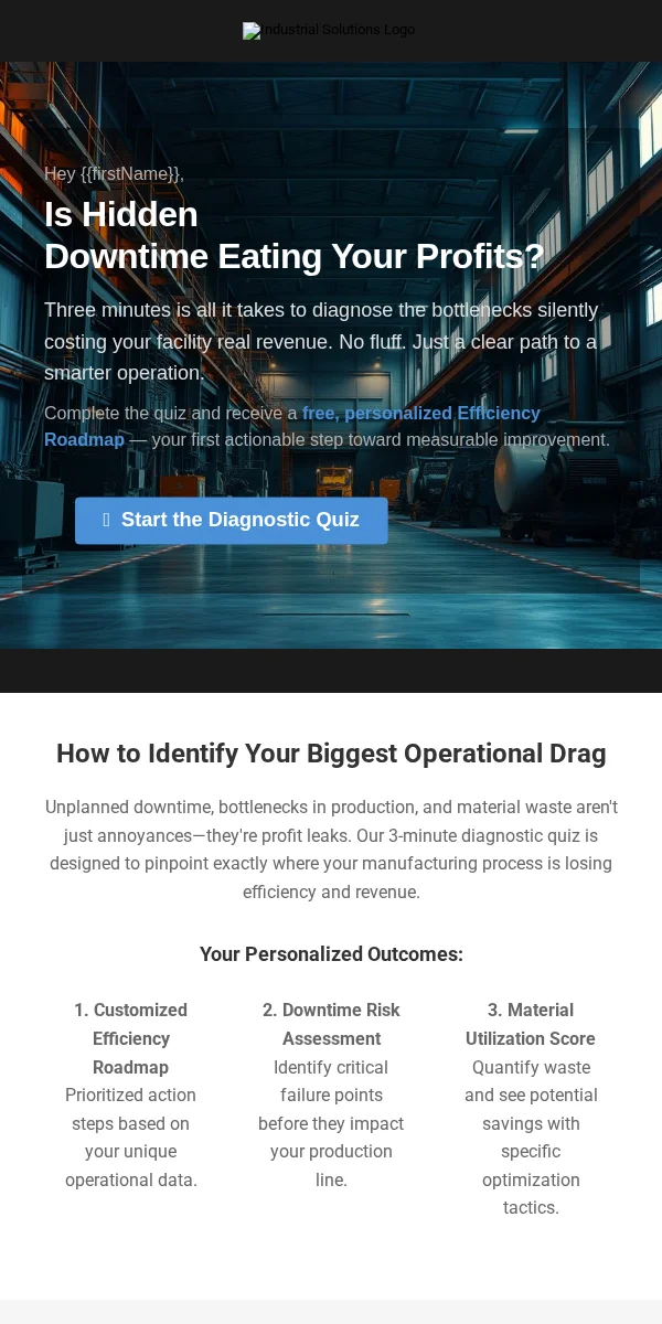 Quiz Email Template for Manufacturing Industrial