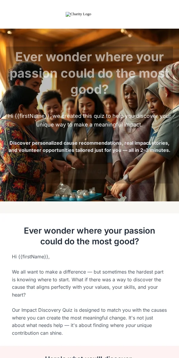 Quiz Email Template for Nonprofit Charity