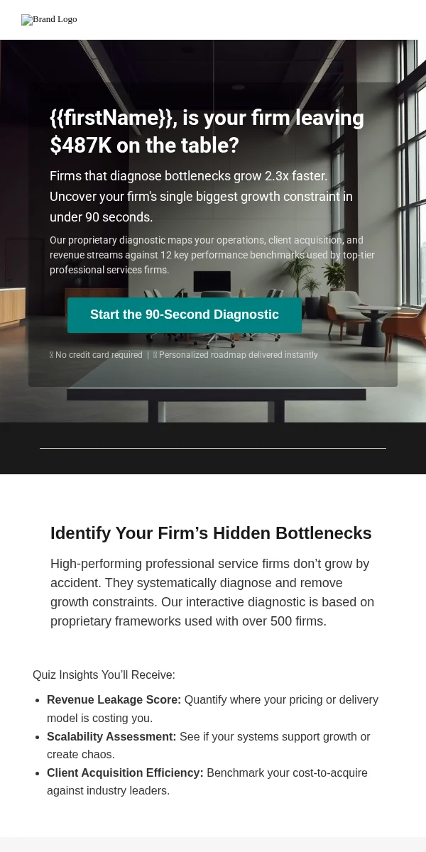 Quiz Email Template for Professional Services