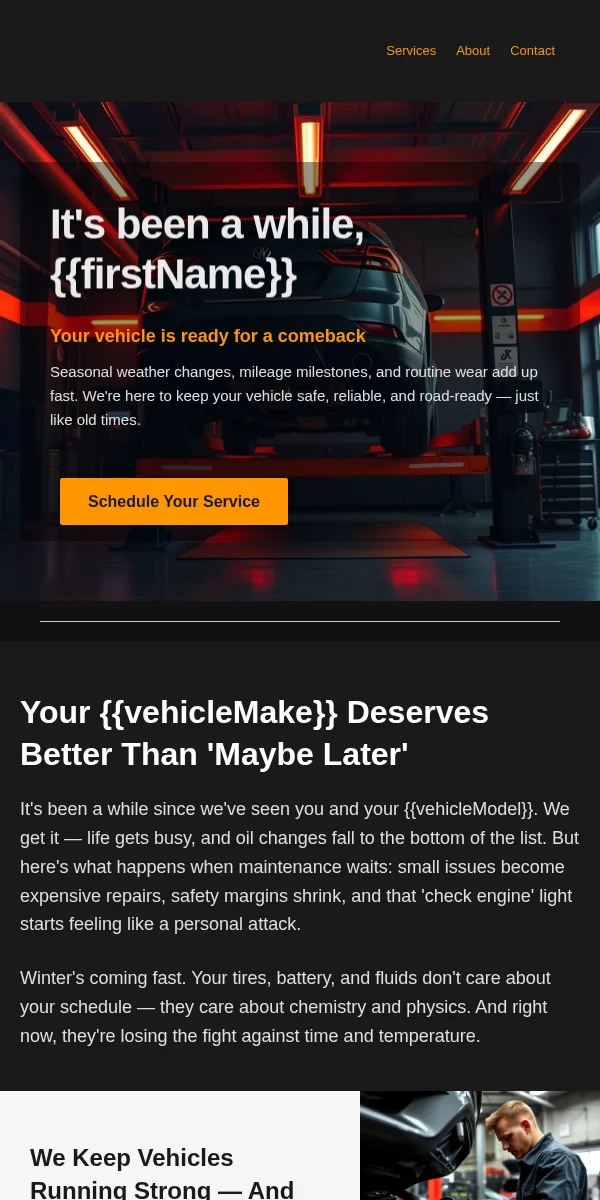 Re Engagement Email Template for Automotive
