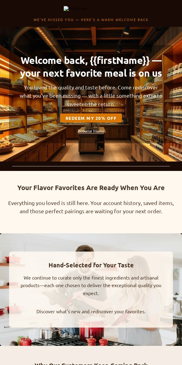 Re Engagement Email Template for Food Beverage
