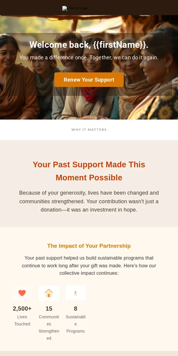Re Engagement Email Template for Nonprofit Charity