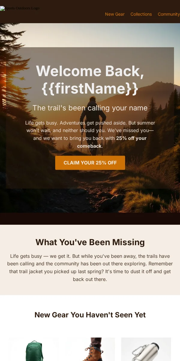 Re Engagement Email Template for Sports Outdoors