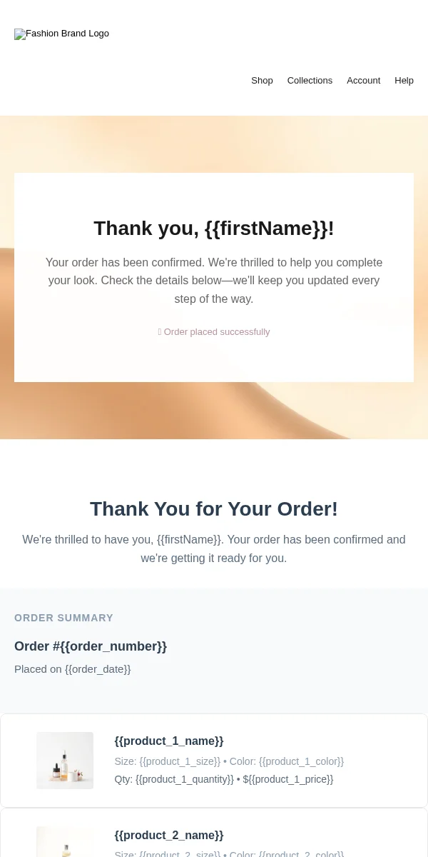 Receipt Email Template for Apparel Fashion