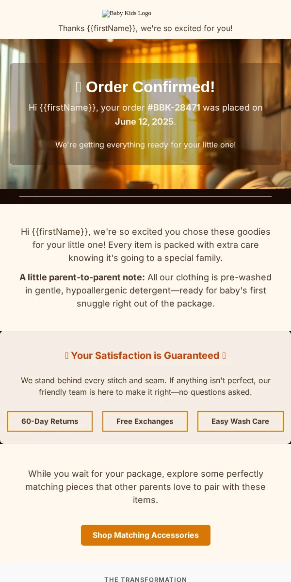 Receipt Email Template for Baby Kids