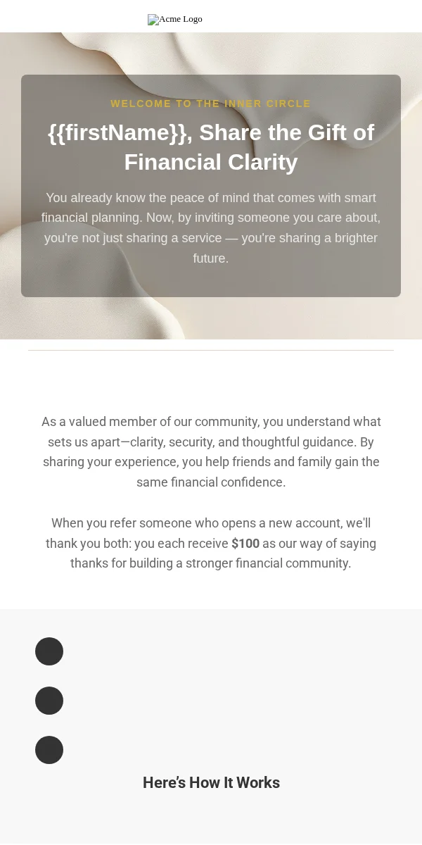 Referral Program Email Template for Finance Banking