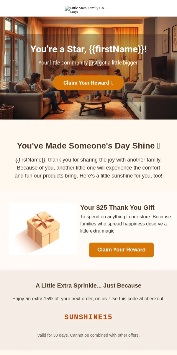 Referral Thank You Email Template for Baby Kids