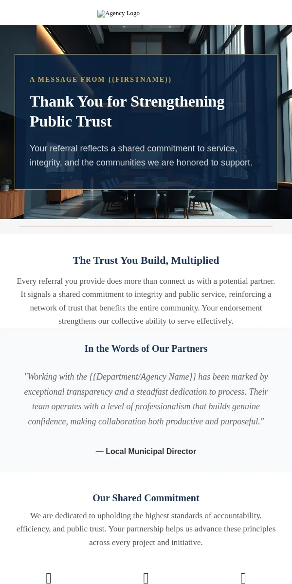 Referral Thank You Email Template for Government Public