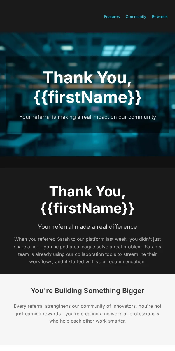 Referral Thank You Email Template for Technology