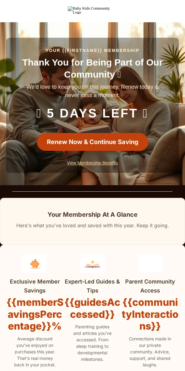 Renewal Reminder Email Template for Baby Kids