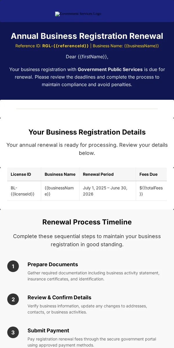 Renewal Reminder Email Template for Government Public