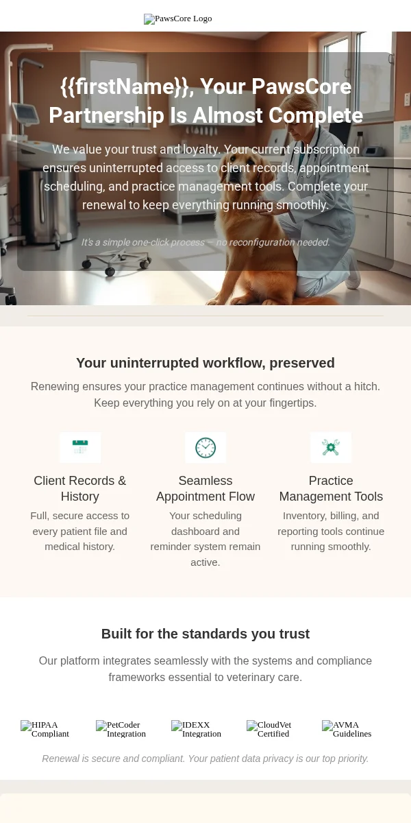 Renewal Reminder Email Template for Pets Animals