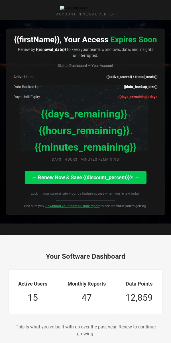 Renewal Reminder Email Template for Saas Software