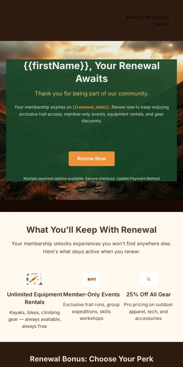 Renewal Reminder Email Template for Sports Outdoors