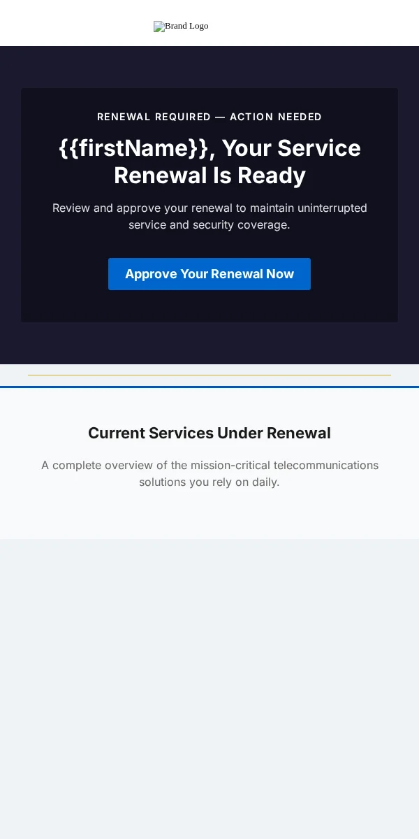 Renewal Reminder Email Template for Telecommunications