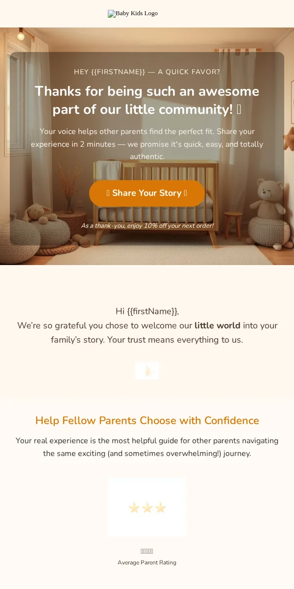 Review Request Email Template for Baby Kids