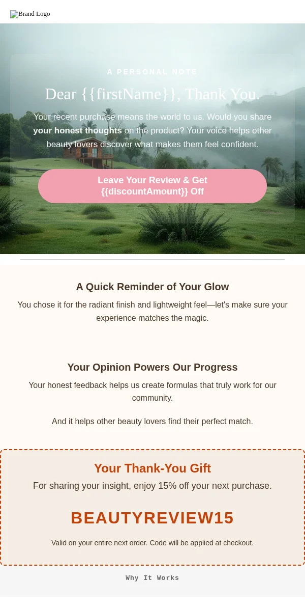 Review Request Email Template for Beauty Cosmetics