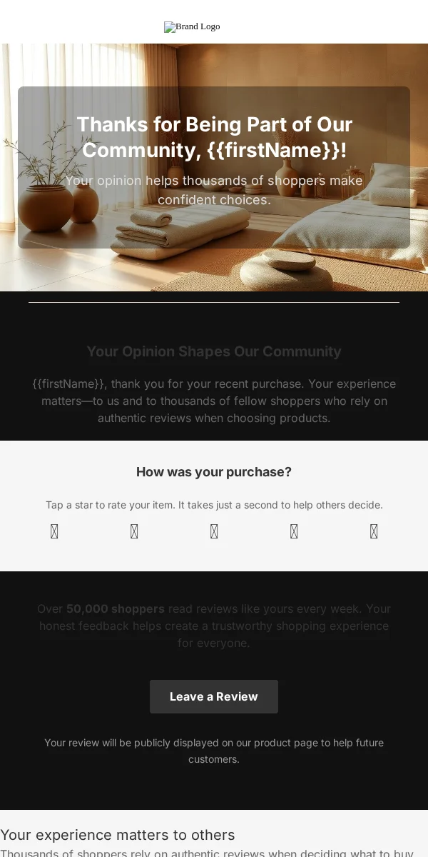 Review Request Email Template for Ecommerce Retail