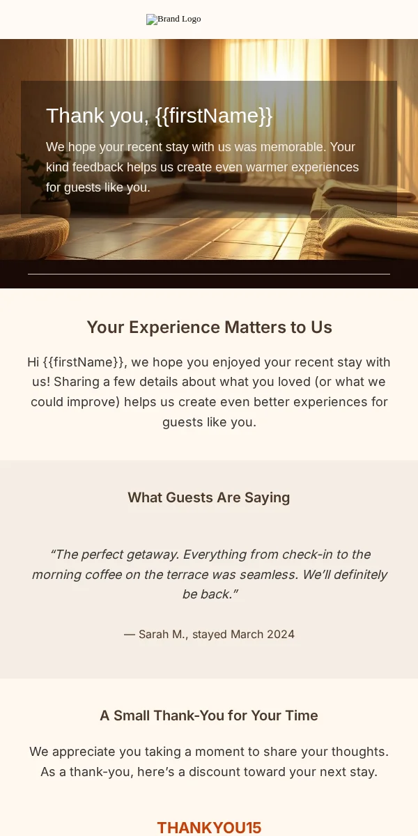 Review Request Email Template for Travel Hospitality