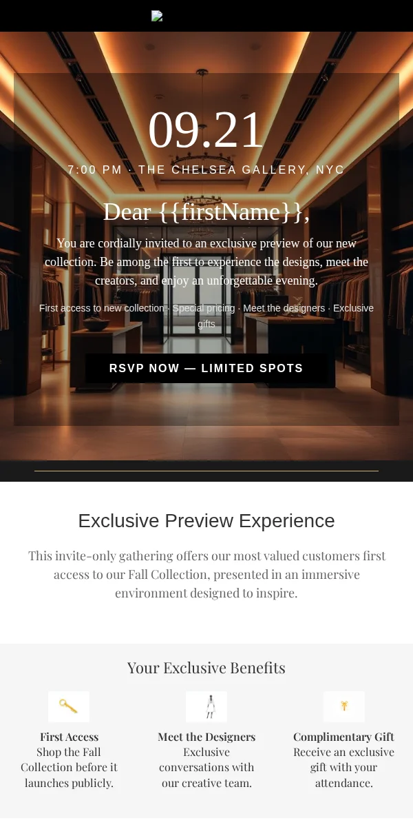 Save The Date Email Template for Apparel Fashion