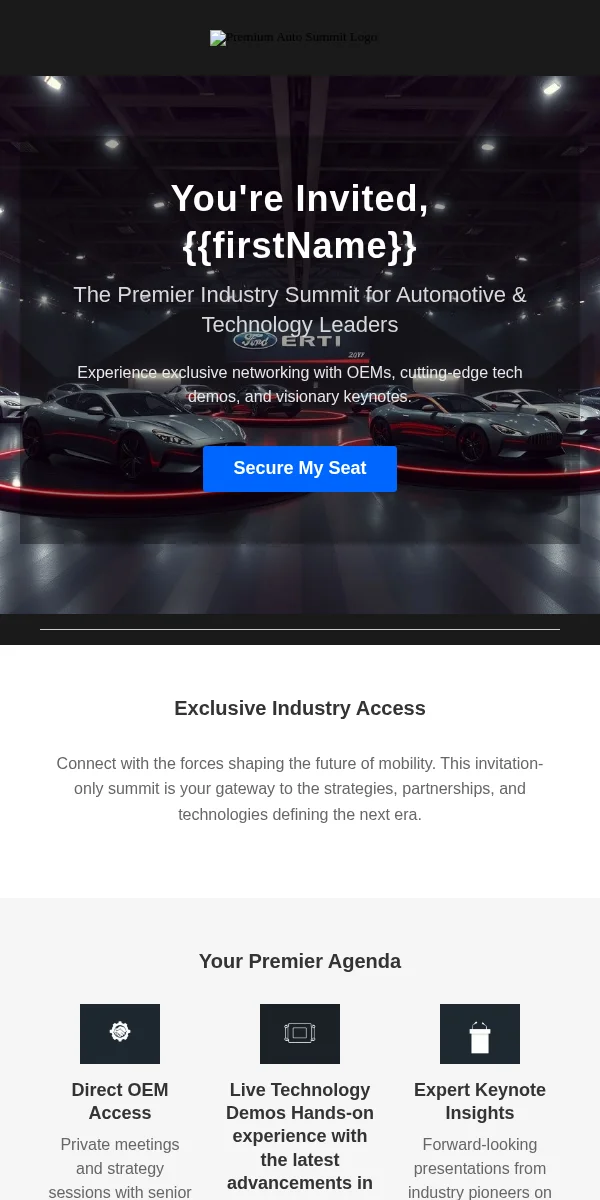 Save The Date Email Template for Automotive