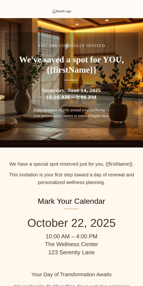 Save The Date Email Template for Health Wellness