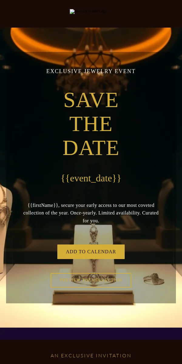 Save The Date Email Template for Jewelry Accessories
