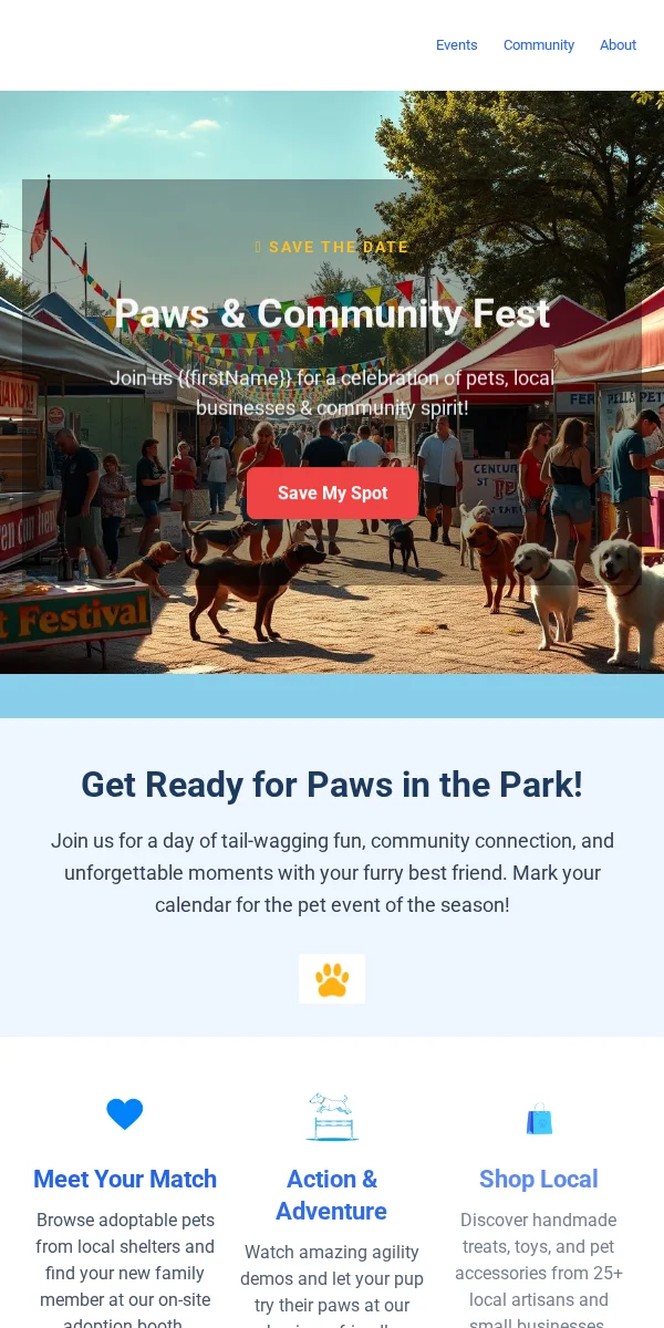 Save The Date Email Template for Pets Animals