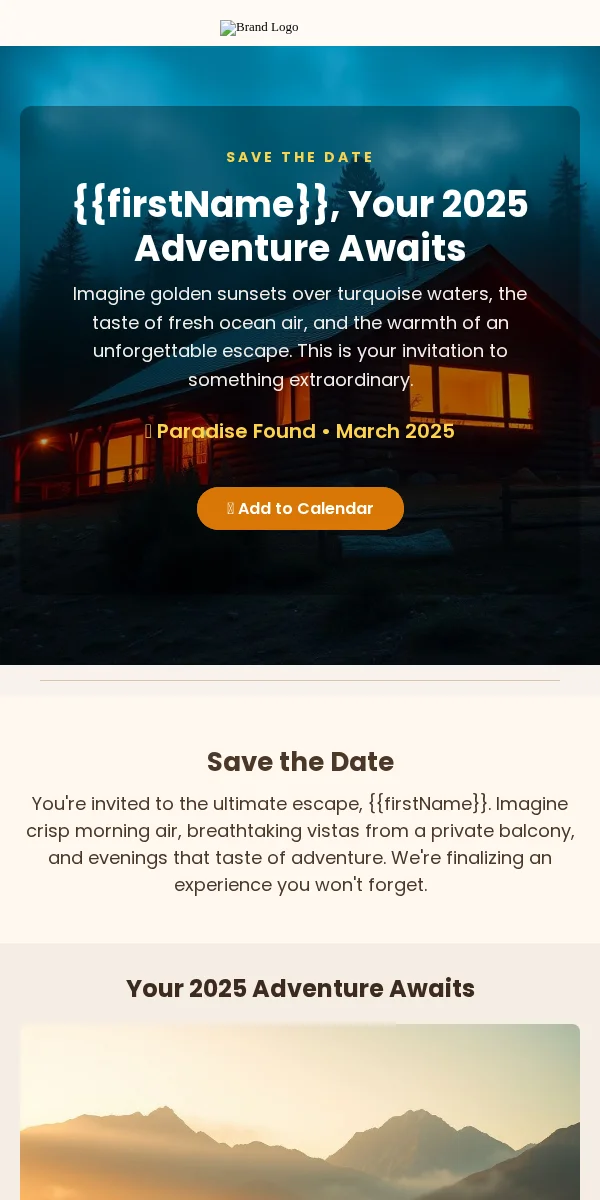 Save The Date Email Template for Travel Hospitality
