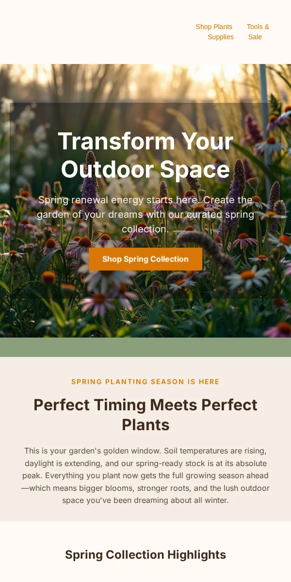 Seasonal Sale Email Template for Home Garden