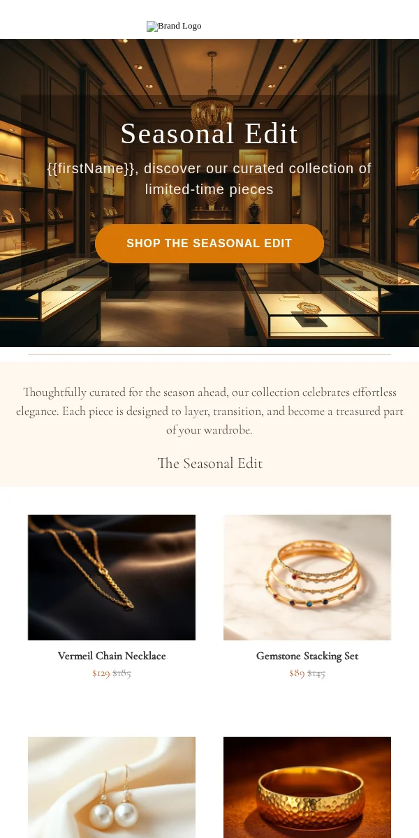 Seasonal Sale Email Template for Jewelry Accessories