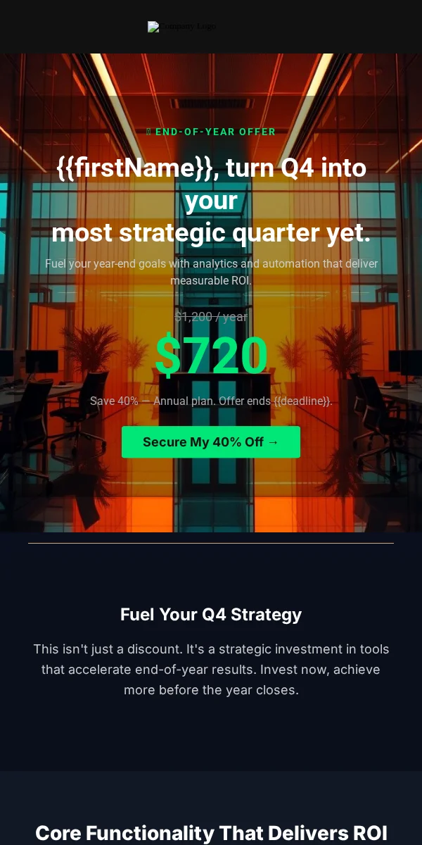 Seasonal Sale Email Template for Saas Software