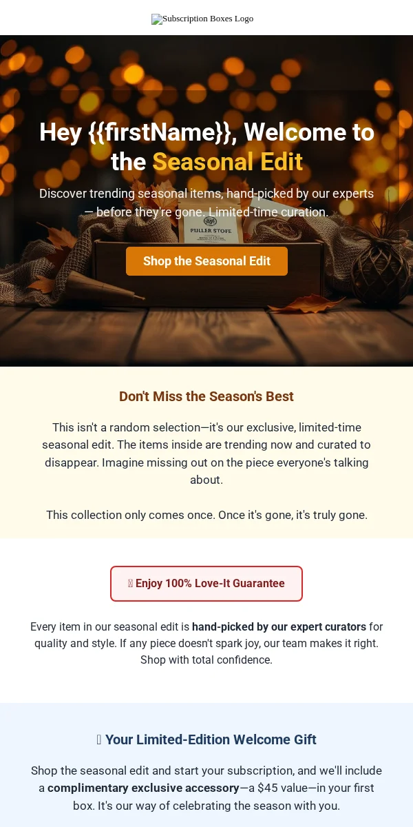 Seasonal Sale Email Template for Subscription Boxes