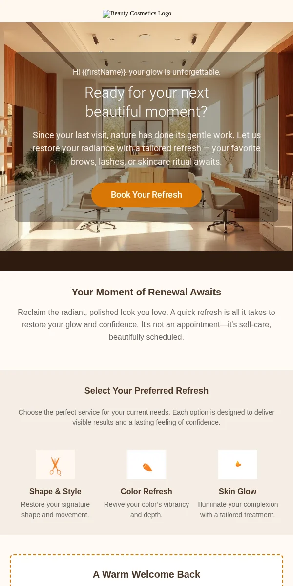 Service Reminder Email Template for Beauty Cosmetics