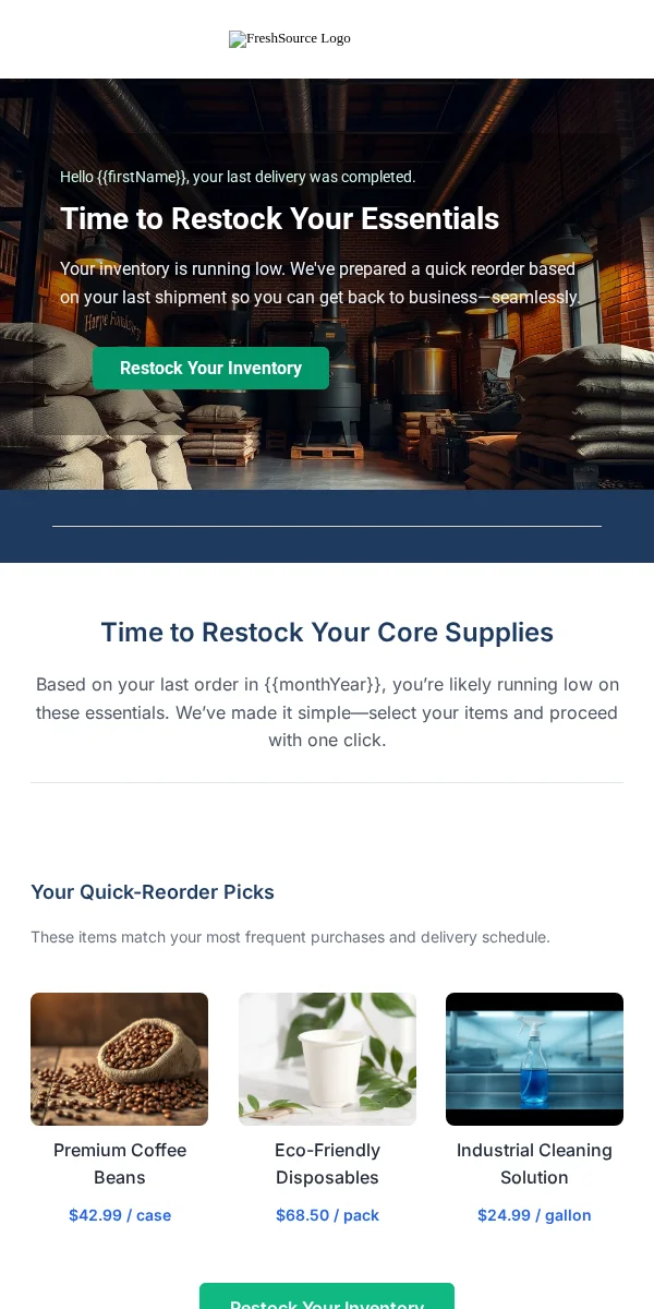 Service Reminder Email Template for Food Beverage