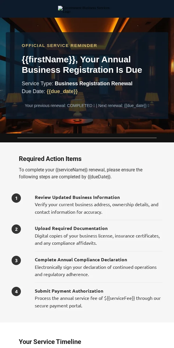 Service Reminder Email Template for Government Public