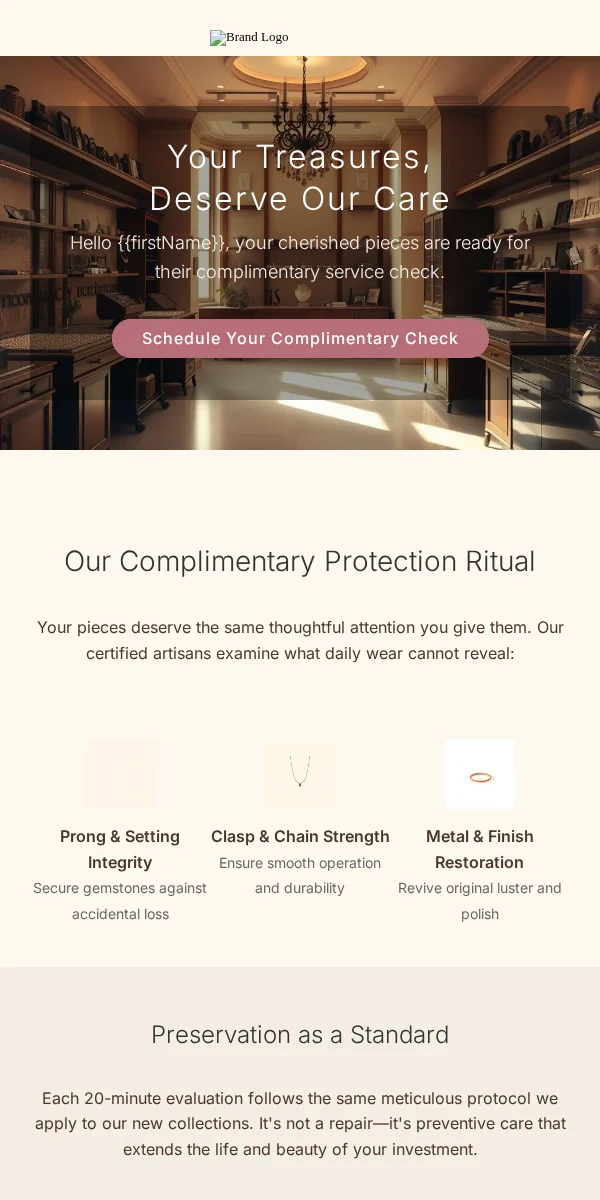Service Reminder Email Template for Jewelry Accessories