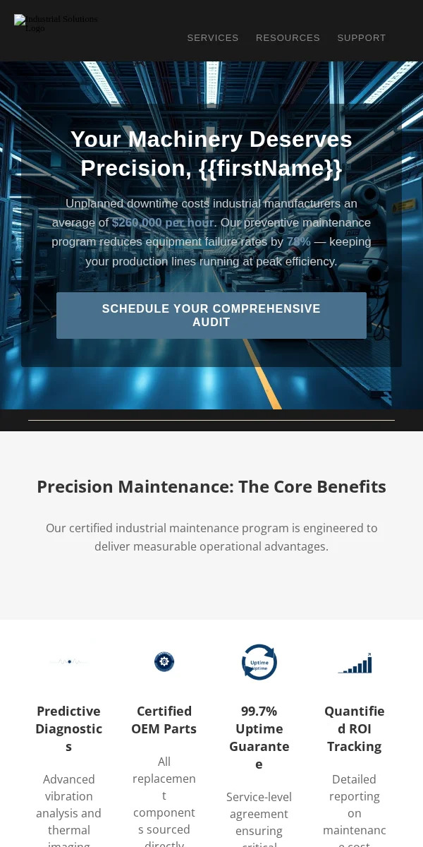 Service Reminder Email Template for Manufacturing Industrial
