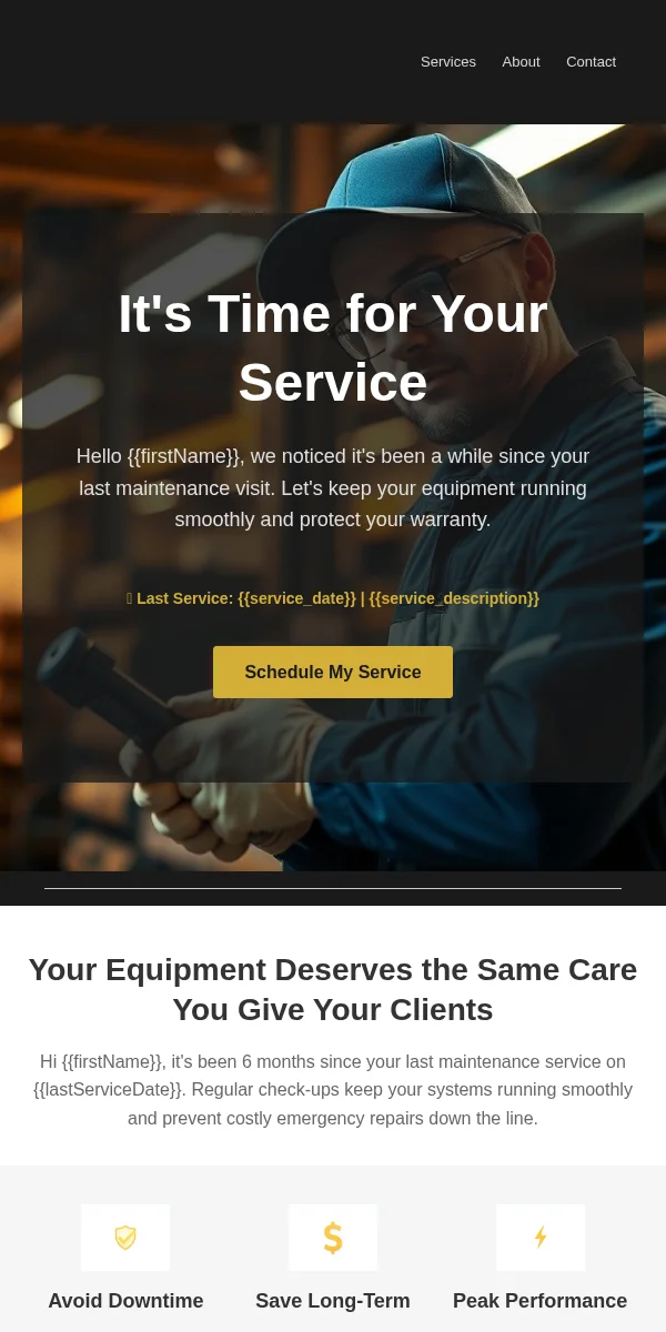 Service Reminder Email Template for Professional Services