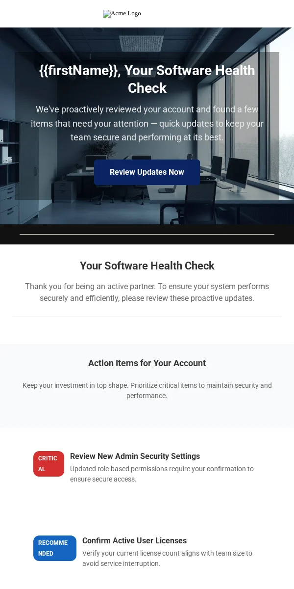 Service Reminder Email Template for Saas Software