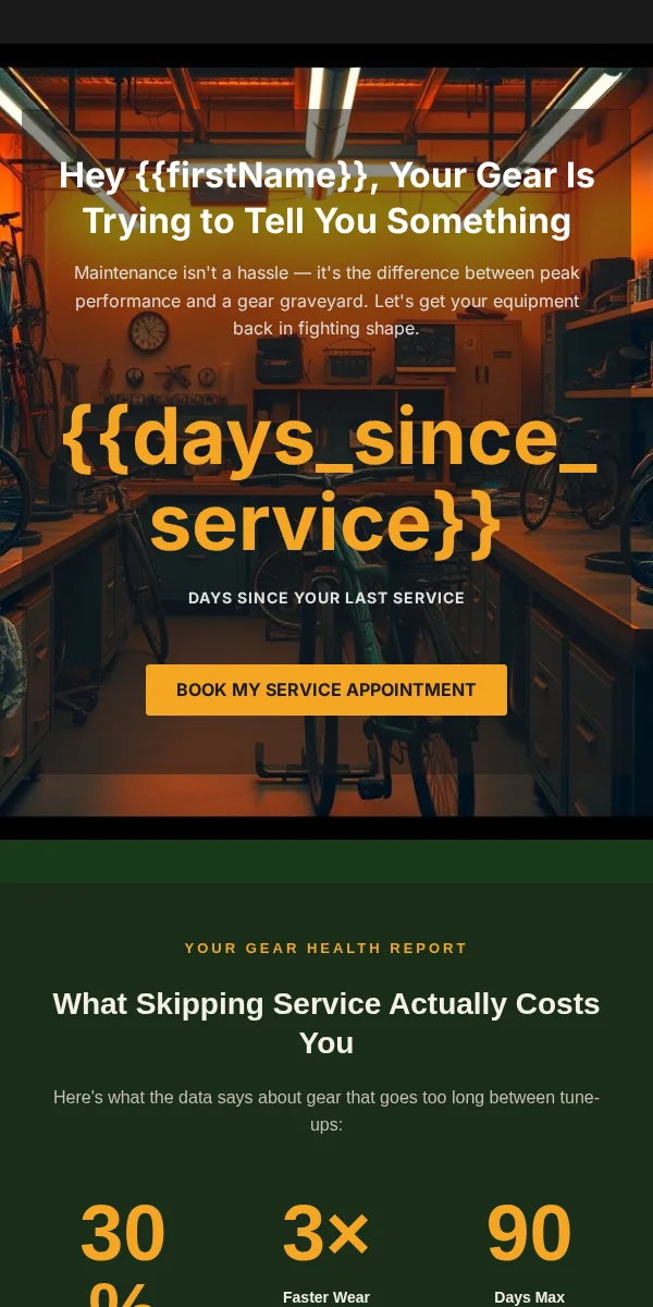 Service Reminder Email Template for Sports Outdoors